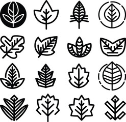 Fototapeta na wymiar Black and white Leaf line icon set. Collection of vector symbol in trendy flat style on isolated white background Leaf sings for design