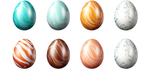 set of easter eggs isolated on transparent background	