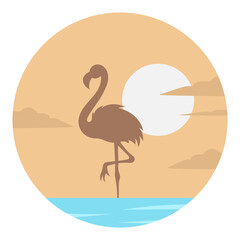 Flamingo silhouette sunset vector background