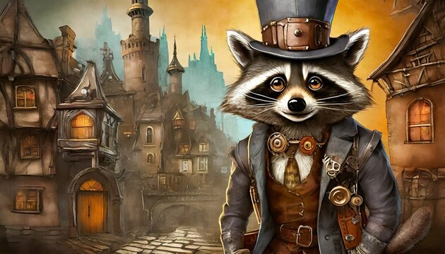raccoon dog on the street in halloween