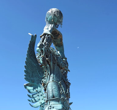 Archangel sculpture by Aureliano de Aguiar in Vila Nova de Millfontes in Portugal