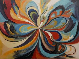 abstract composition that explores the interplay of contrasting colors, shapes, and textures