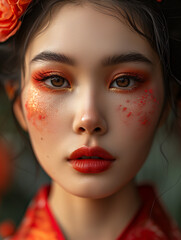 portrait of an asian woman with creative makeup