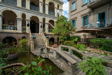 Fototapeta na wymiar European classical style villas and gardens