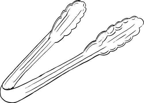 black and white tongs clip art preview