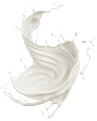 Milk splash, yogurt or white milk cream 3d illustration. - obrazy, fototapety, plakaty