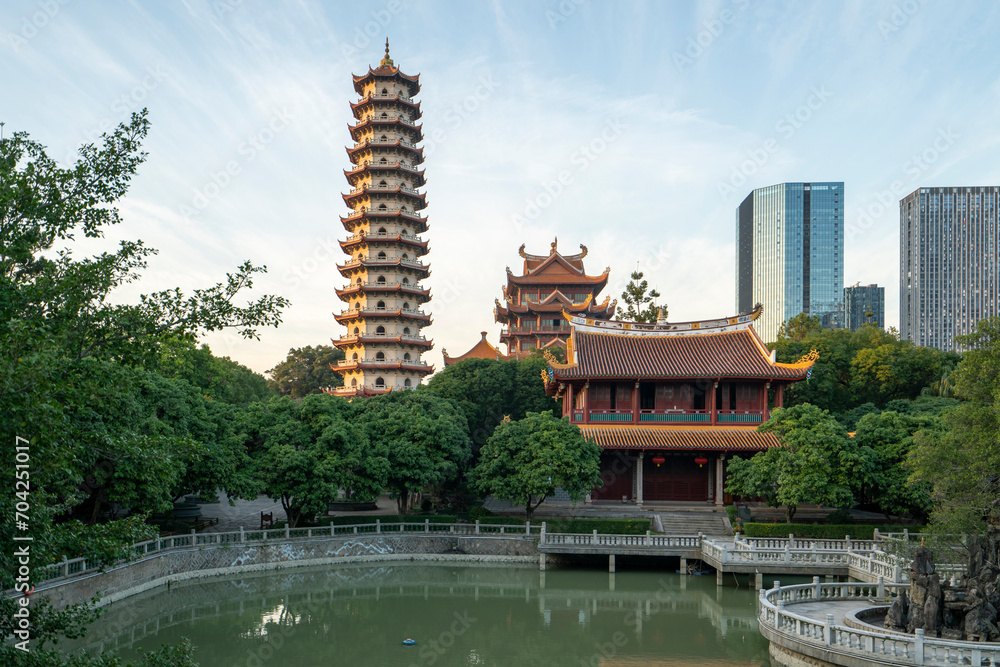 Wall mural Landscape Architecture and Pagoda of Xichan Temple, Fuzhou, China