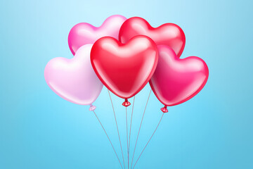 Balloons of Love, Heart-Shaped Bunch Soars on a Clear Background - A Festive Display of Affection.