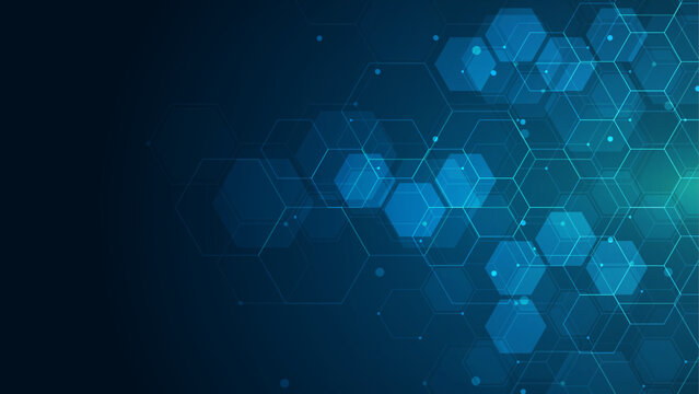 Abstract cube hexagon shape background. Digital technology concept