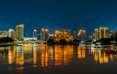 Night, Beautiful Urban Landscape, Fuzhou, Fujian, China