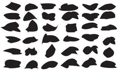 Organic black blobs irregular shape.abstract elements graphic flat style design fluid vector illustration set.