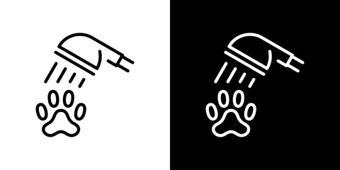 ペットを足洗い場のシャワーで洗うアイコン
