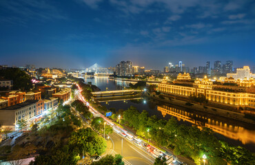 Night, Beautiful Urban Landscape, Fuzhou, Fujian, China