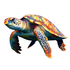 Isolated turtle illustrated in watercolor