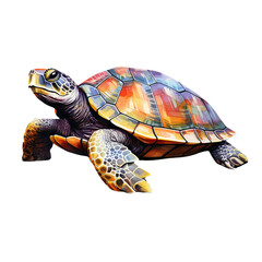 Isolated turtle illustrated in watercolor