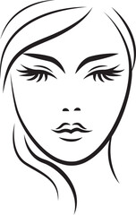 profile Face Woman icon line
