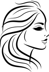profile Face Woman icon line