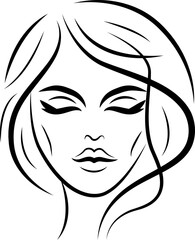 profile Face Woman icon line
