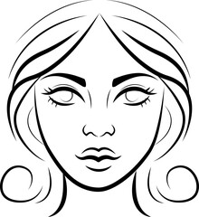 profile Face Woman icon line