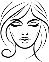 profile Face Woman icon line