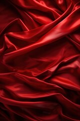 Fototapeta premium Red silk fabric with pleats and folds