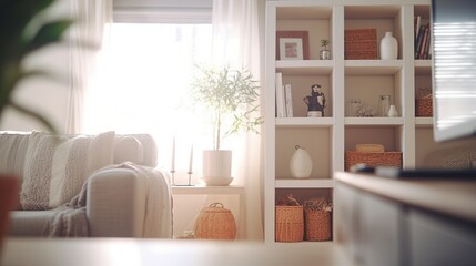 Cozy Workspace Aesthetics - Defocused Home Interior with Contemporary Design and Subtle Atmosphere