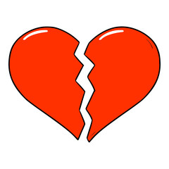broken heart illustration hand drawn colored vector