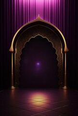 gold arch background with a golden frame