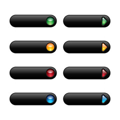 Glossy black buttons collections vector illustration