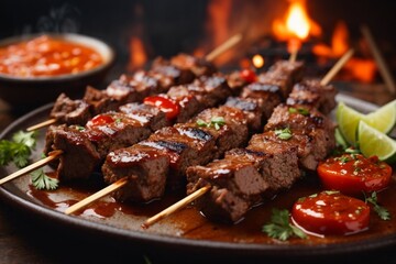 meat on the grill (Anticuchos)