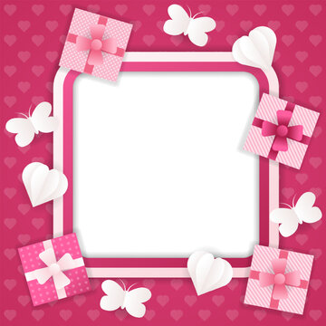 Paper style valentine's day photo frame template. - Vector.