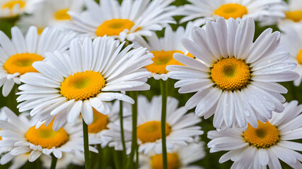 Fototapeta premium Beautiful white daisies in the field. Close-up.