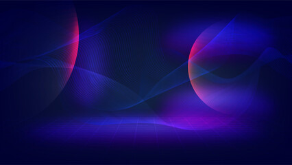 Abstract Global network connection background concept with Big data visualization, wave flow lines and dots. Internet technology. Vector illustration eps10