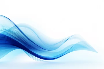 Foto op Canvas abstract blue waving stream sound patical on white background © Golden House Images
