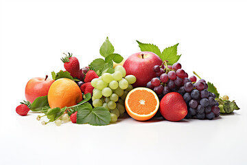 Fresh organic Fruits on white background