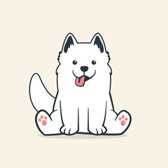 A graceful white dog sits calmly, its soft, gleaming fur radiating purity. With intelligent eyes and loyalty, it exudes innocence and warmth