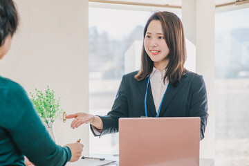 PCで説明する女性　business