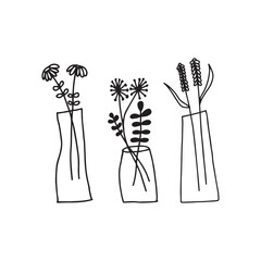 illustration of a flower in the pot line art