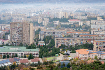 Obraz premium Residential area of Tbilisi, multi-storey buildings in Gldani and Temka