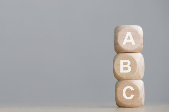 wood cube block with ABC