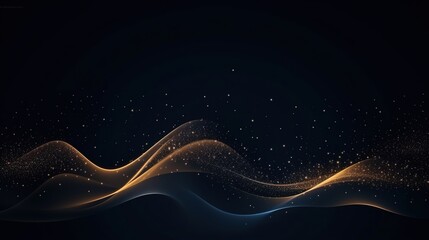 Blue and gold flowing particles background