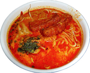 Close-up of Isolated Laksa soup