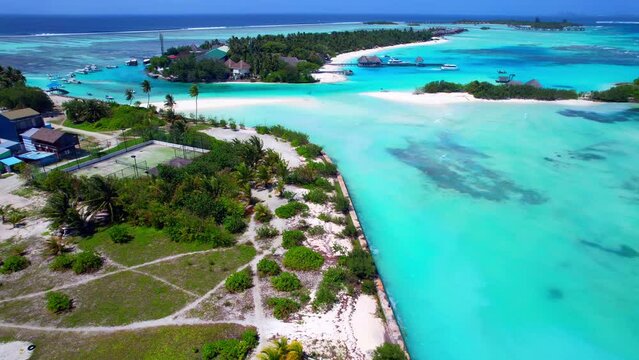 Kuda Huraa Island - Maldives - Aerial view and flight to the island