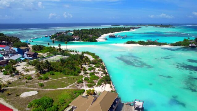 Kuda Huraa Island - Maldives - Aerial view and flight to the island