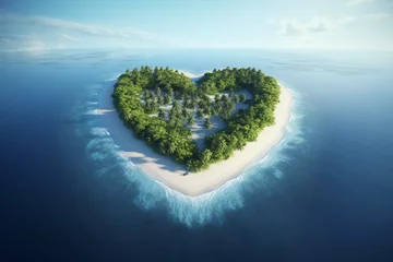 Kissenbezug Tropical Island in the Shape of a Love Heart © Muneeb