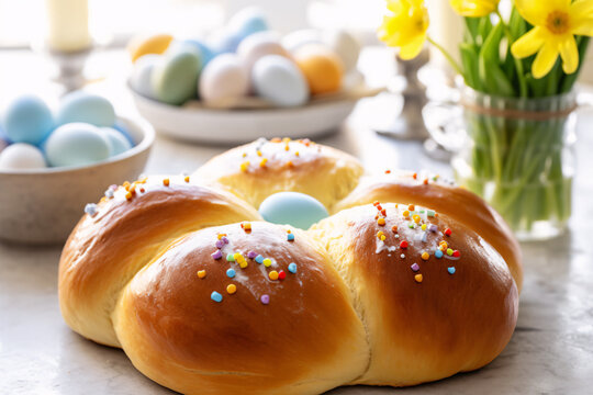 Pane di Pasqua, traditional Easter bread with sprinkles