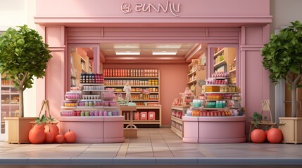 Small business storefront with pink theme