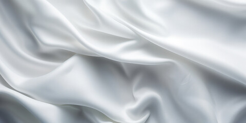 Obraz premium Elegant light gray fabric backgrounds. metallic grey color of shiny textile, Close Up Of Delicate Rippled Satin Fabric A White Silk Textured Cloth Background