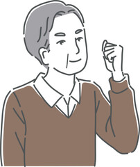 Fototapeta premium ガッツポーズをする年配の男性のイラスト素材