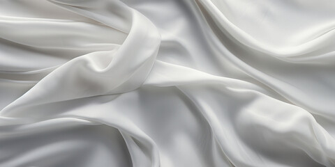 Obraz premium Fabric White Texture Luxurious Closeup Elegant Crumpled Silk For Background, Pure Elegance: Closeup of Crumpled Silk for a Luxurious White Background